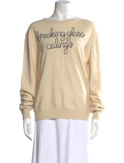 Pre-owned Lingua Franca Cashmere Graphic Print Sweater In Neutrals