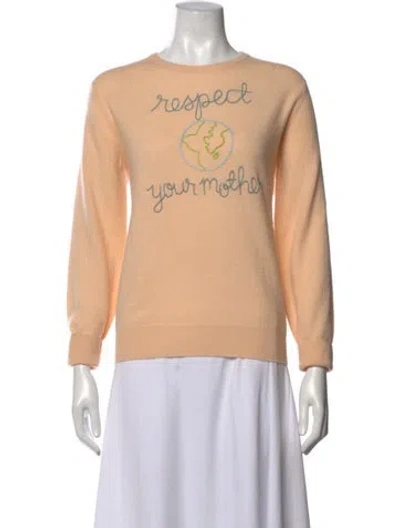 Pre-owned Lingua Franca Cashmere Graphic Print Sweater In Neutrals