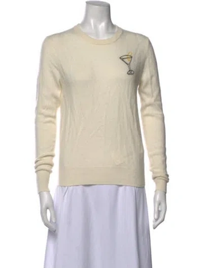 Pre-owned Lingua Franca Cashmere Graphic Print Sweater In Neutrals