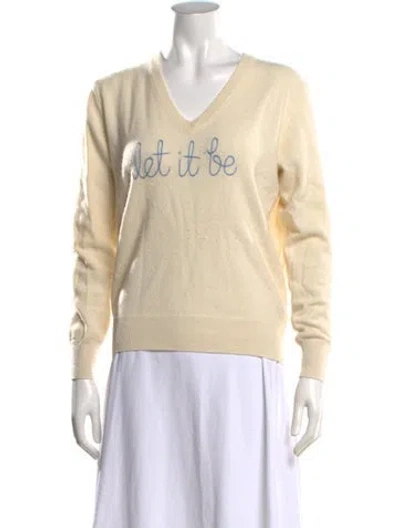 Pre-owned Lingua Franca Cashmere Graphic Print Sweater In Neutrals