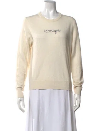 Pre-owned Lingua Franca Cashmere Graphic Print Sweater In Neutrals
