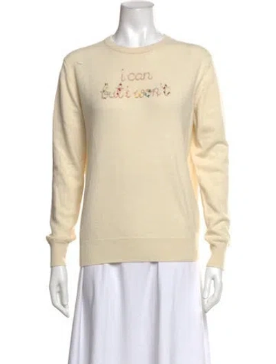 Pre-owned Lingua Franca Cashmere Graphic Print Sweater In Neutrals