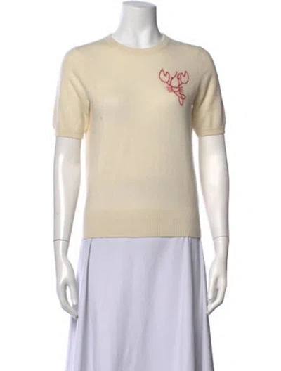 Pre-owned Lingua Franca Cashmere Graphic Print Sweater In Neutrals