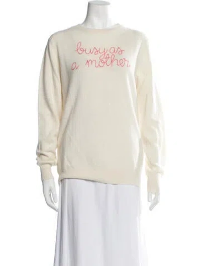 Pre-owned Lingua Franca Cashmere Graphic Print Sweater In Neutrals