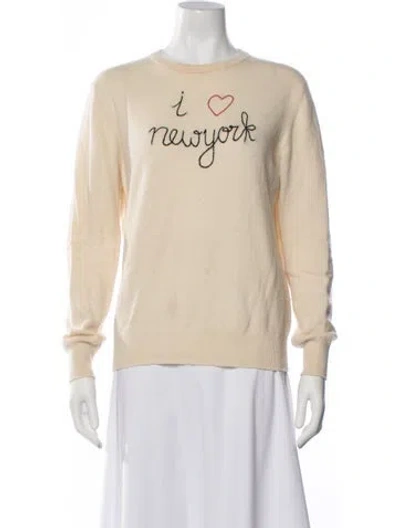 Pre-owned Lingua Franca Cashmere Graphic Print Sweater In Neutrals