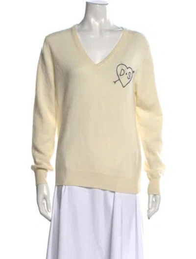 Pre-owned Lingua Franca Cashmere Graphic Print Sweater In Neutrals