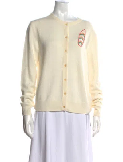 Pre-owned Lingua Franca Cashmere Graphic Print Sweater In Neutrals
