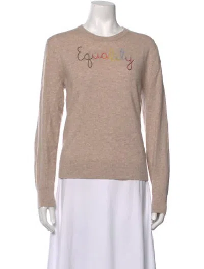 Pre-owned Lingua Franca Cashmere Graphic Print Sweater In Neutrals