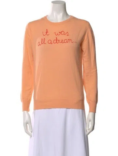 Pre-owned Lingua Franca Cashmere Graphic Print Sweater In Orange