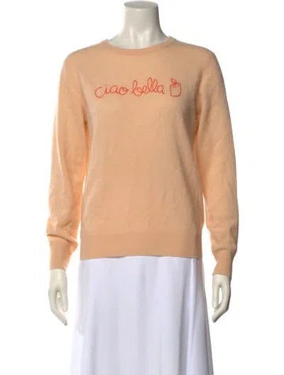 Pre-owned Lingua Franca Cashmere Graphic Print Sweater In Orange