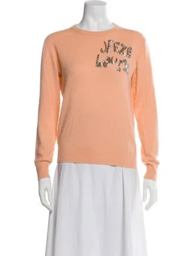 Pre-owned Lingua Franca Cashmere Graphic Print Sweater In Orange