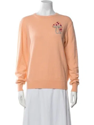 Pre-owned Lingua Franca Cashmere Graphic Print Sweater In Orange