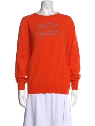 Pre-owned Lingua Franca Cashmere Graphic Print Sweater In Orange