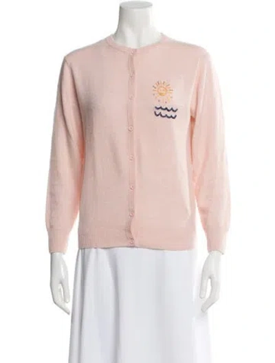 Pre-owned Lingua Franca Cashmere Graphic Print Sweater In Pink