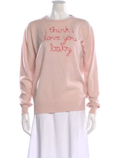 Pre-owned Lingua Franca Cashmere Graphic Print Sweater In Pink