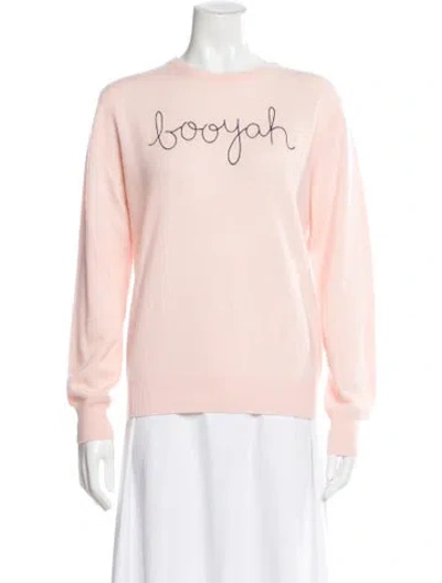Pre-owned Lingua Franca Cashmere Graphic Print Sweater In Pink