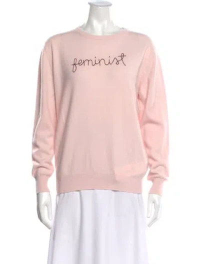 Pre-owned Lingua Franca Cashmere Graphic Print Sweater In Pink