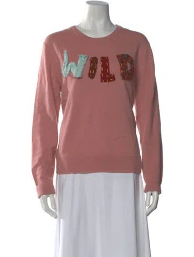 Pre-owned Lingua Franca Cashmere Graphic Print Sweater In Pink