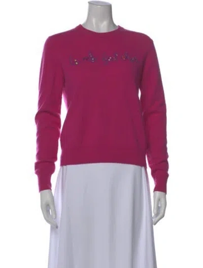 Pre-owned Lingua Franca Cashmere Graphic Print Sweater In Pink