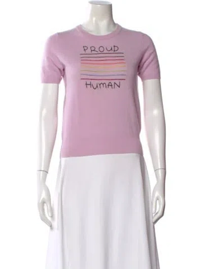 Pre-owned Lingua Franca Cashmere Graphic Print Sweater In Pink