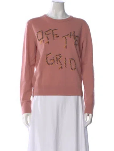 Pre-owned Lingua Franca Cashmere Graphic Print Sweater In Pink