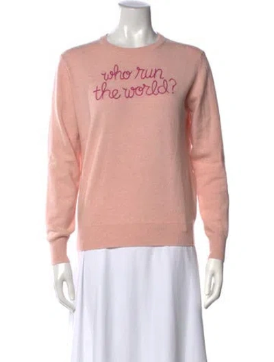 Pre-owned Lingua Franca Cashmere Graphic Print Sweater In Pink