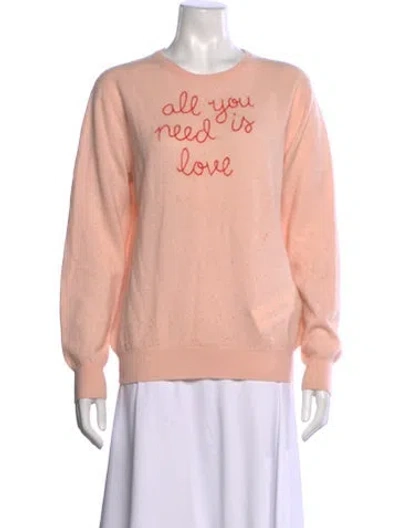 Pre-owned Lingua Franca Cashmere Graphic Print Sweater In Pink