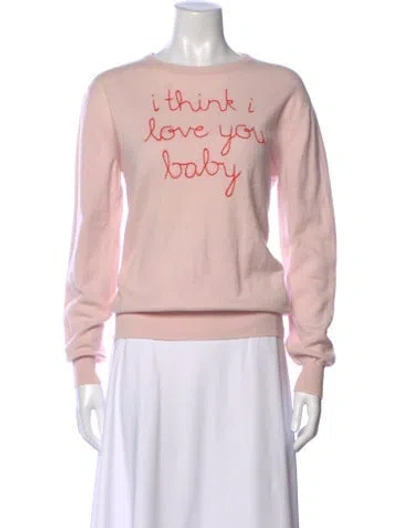 Pre-owned Lingua Franca Cashmere Graphic Print Sweater In Pink