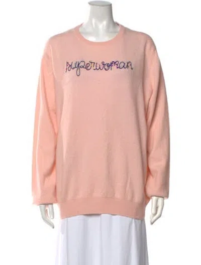 Pre-owned Lingua Franca Cashmere Graphic Print Sweater In Pink
