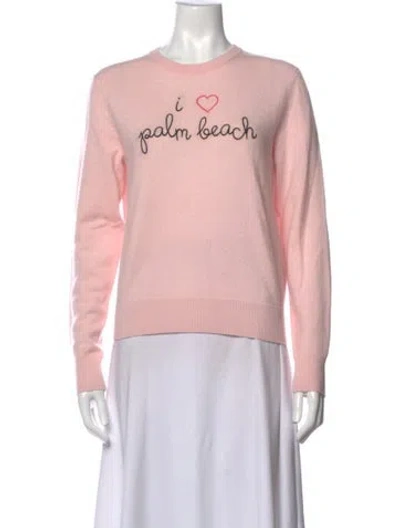 Pre-owned Lingua Franca Cashmere Graphic Print Sweater In Pink