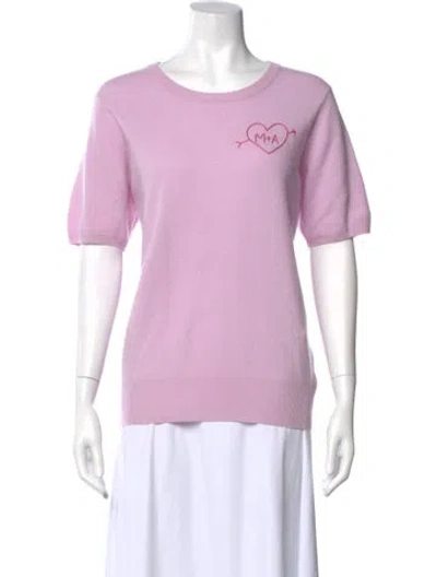 Pre-owned Lingua Franca Cashmere Graphic Print Sweater In Purple