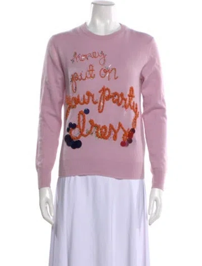 Pre-owned Lingua Franca Cashmere Graphic Print Sweater In Purple