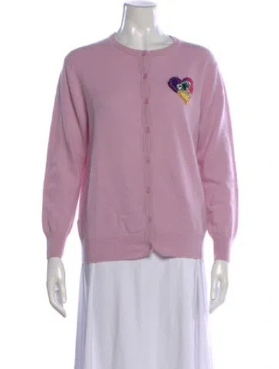 Pre-owned Lingua Franca Cashmere Graphic Print Sweater In Purple