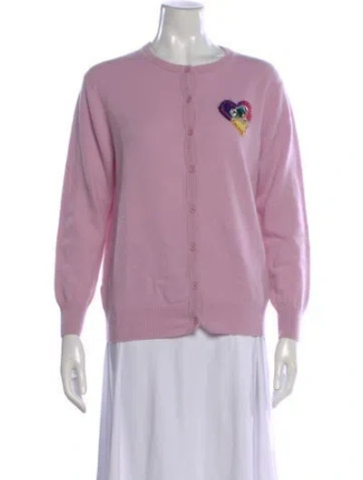 Pre-owned Lingua Franca Cashmere Graphic Print Sweater In Purple