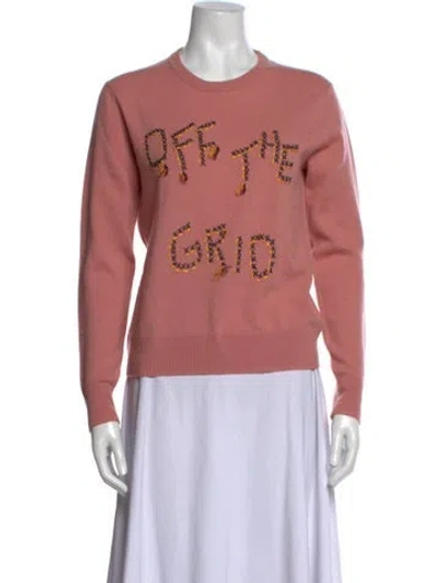 Pre-owned Lingua Franca Cashmere Graphic Print Sweater In Purple