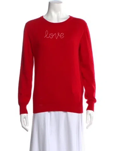 Pre-owned Lingua Franca Cashmere Graphic Print Sweater In Red
