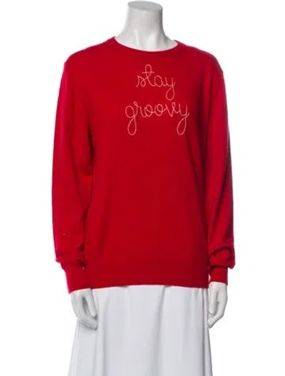 Pre-owned Lingua Franca Cashmere Graphic Print Sweater In Red