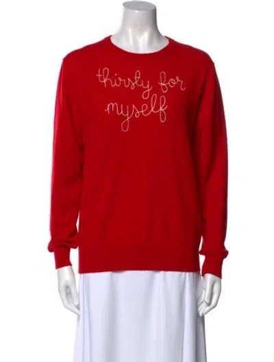 Pre-owned Lingua Franca Cashmere Graphic Print Sweater In Red