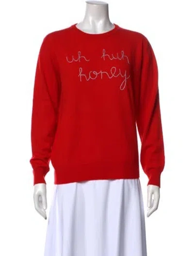 Pre-owned Lingua Franca Cashmere Graphic Print Sweater In Red