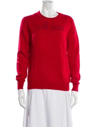 Pre-owned Lingua Franca Cashmere Graphic Print Sweater In Red