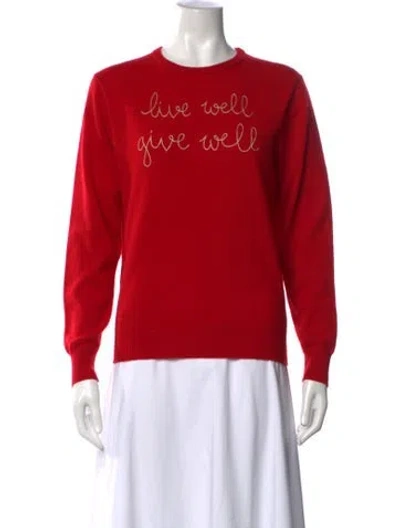 Pre-owned Lingua Franca Cashmere Graphic Print Sweater In Red