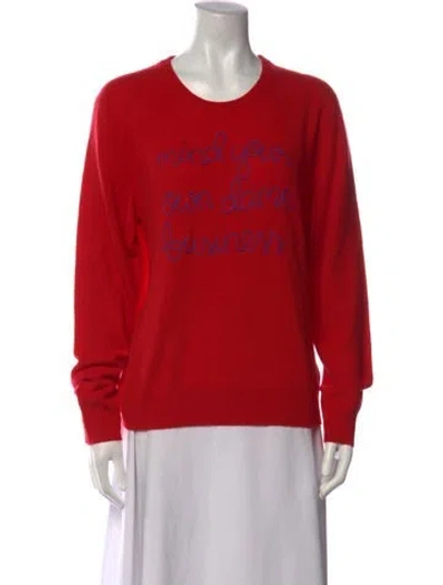 Pre-owned Lingua Franca Cashmere Graphic Print Sweater In Red