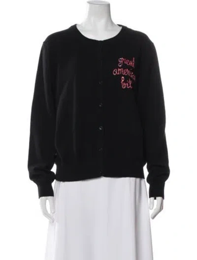 Pre-owned Lingua Franca Cashmere Graphic Print Sweater W/ Tags In Black