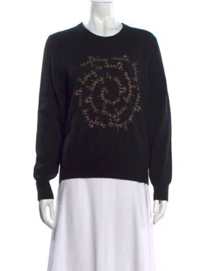 Pre-owned Lingua Franca Cashmere Graphic Print Sweater W/ Tags In Black