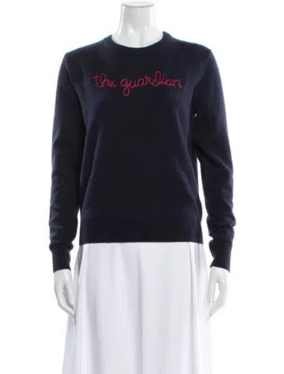 Pre-owned Lingua Franca Cashmere Graphic Print Sweater W/ Tags In Blue