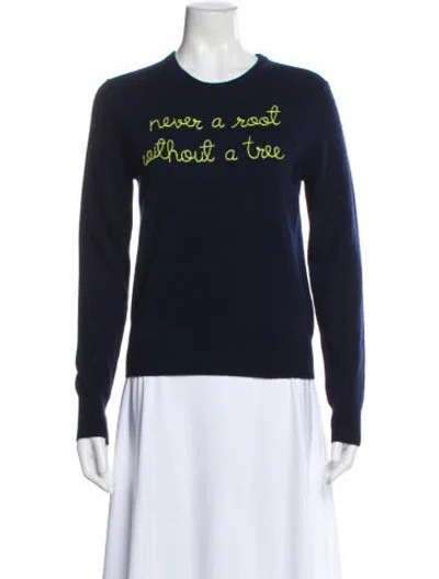 Pre-owned Lingua Franca Cashmere Graphic Print Sweater W/ Tags In Blue