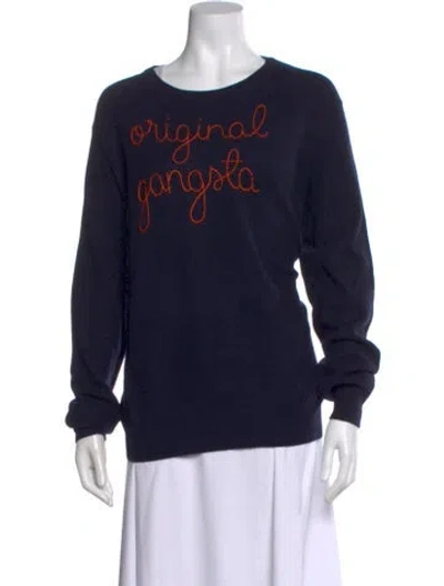 Pre-owned Lingua Franca Cashmere Graphic Print Sweater W/ Tags In Blue