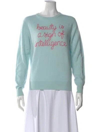 Pre-owned Lingua Franca Cashmere Graphic Print Sweater W/ Tags In Blue