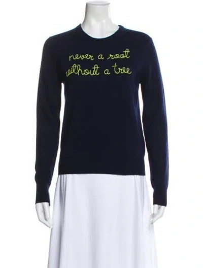 Pre-owned Lingua Franca Cashmere Graphic Print Sweater W/ Tags In Blue