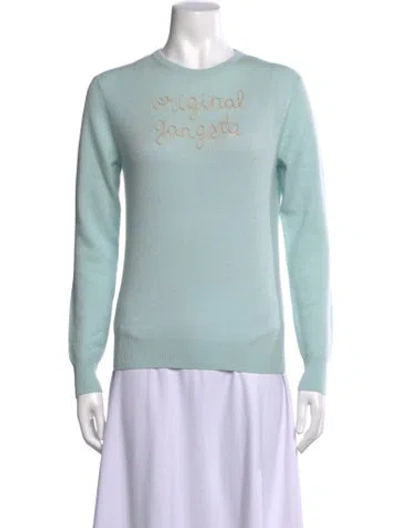Pre-owned Lingua Franca Cashmere Graphic Print Sweater W/ Tags In Blue